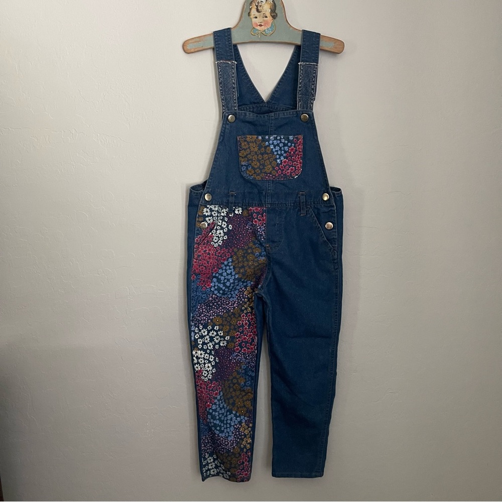 Vintage Rare Editions floral denim patchwork overalls